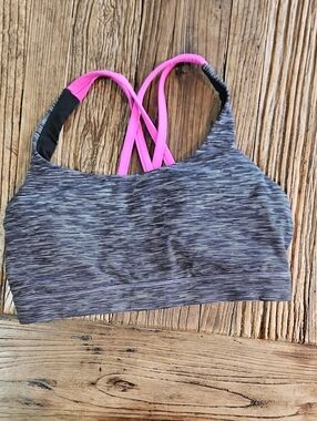 Lululemon Free To Be Wild Sports Bra Size 8 Space Dye Gray Hot Pink Strappy